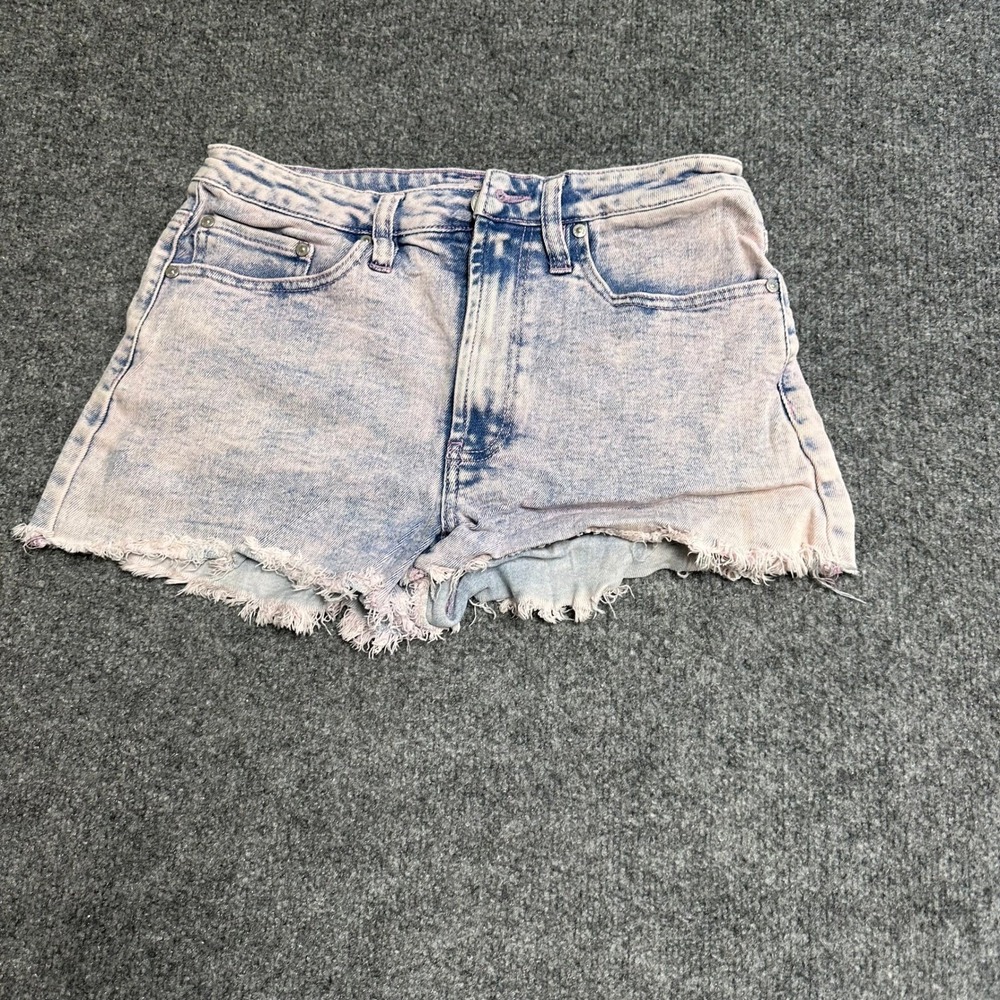 Madden NYC Shorts Womens Size 5 Blue Acid Wash Denim High Waisted Raw Hem Frayed